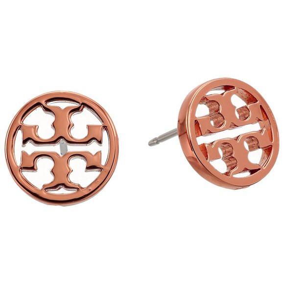 Tory Burch Rose Gold Small Circle Logo Studs - Picture 7 of 8